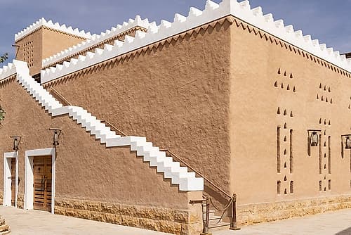 Diriyah, Riyadh, Saudi Arabia. Adobe building in the Diriyah area of Riyadh. Art Print